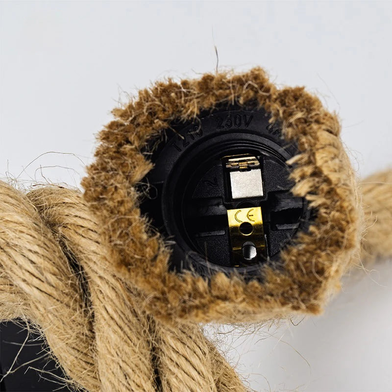Vintage Hemp Rope Pendant Light for Industrial Loft and Cafe Decor