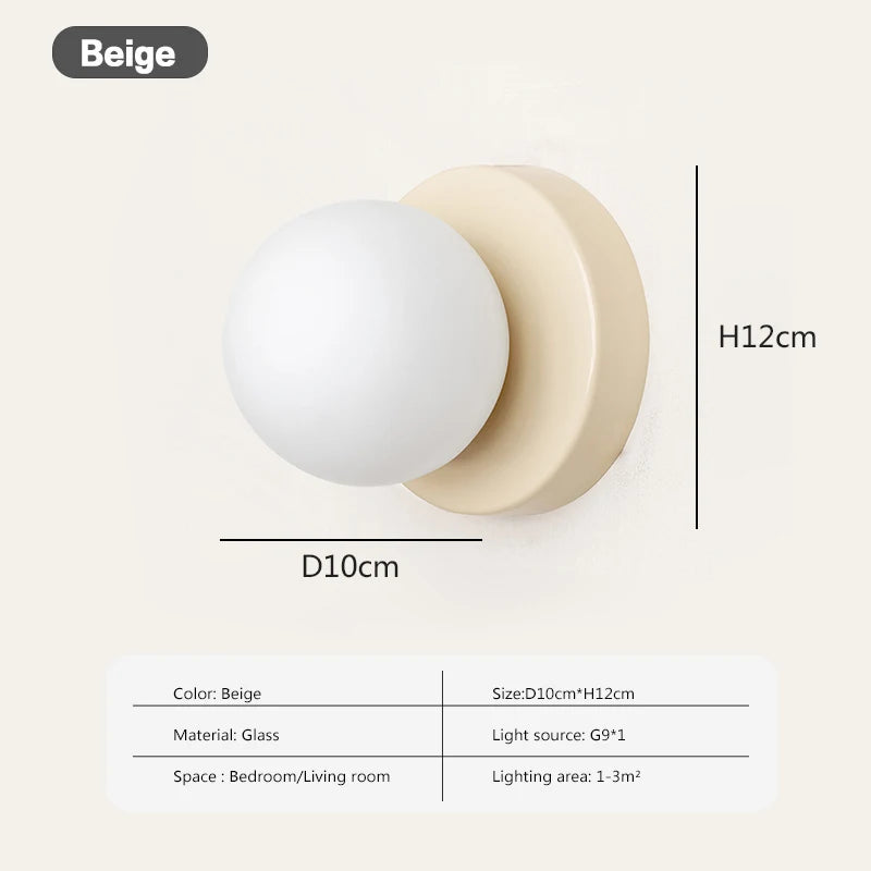 Nordic Glass Globe Wall Sconce for Modern Bedroom and Hallway Lighting