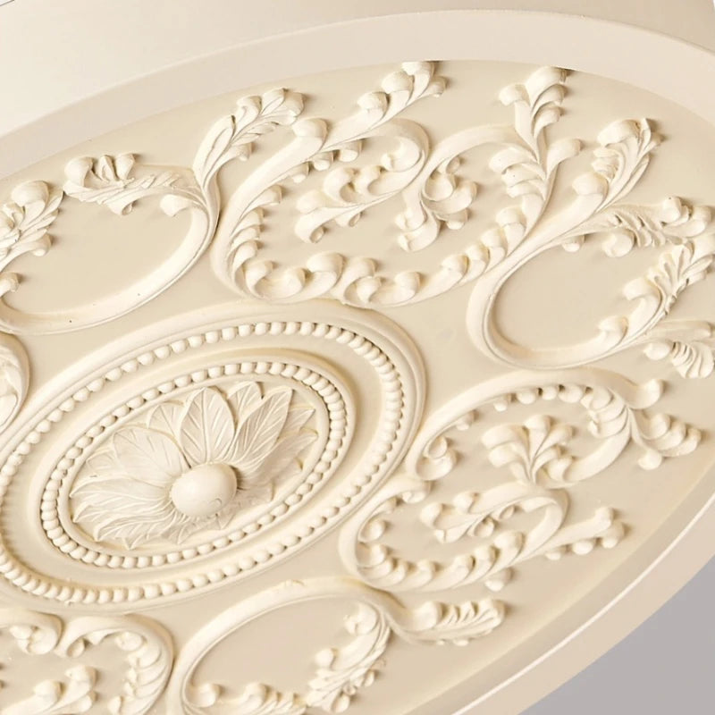 French Style Cream Flush Mount Ceiling Lamp for Elegant Bedroom and Study