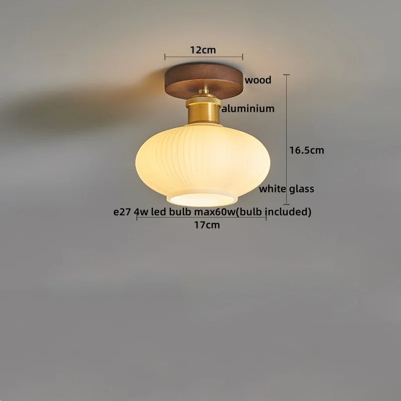Modern Walnut and Copper LED Ceiling Light for Hallways and Living Rooms