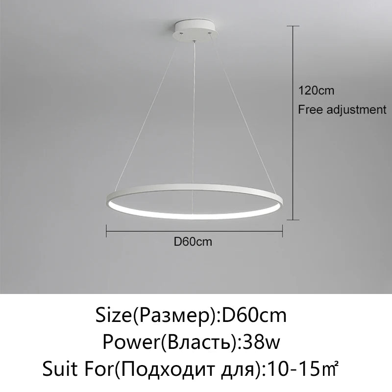 Minimalist Round LED Pendant Light for Modern Living Rooms and Restaurants