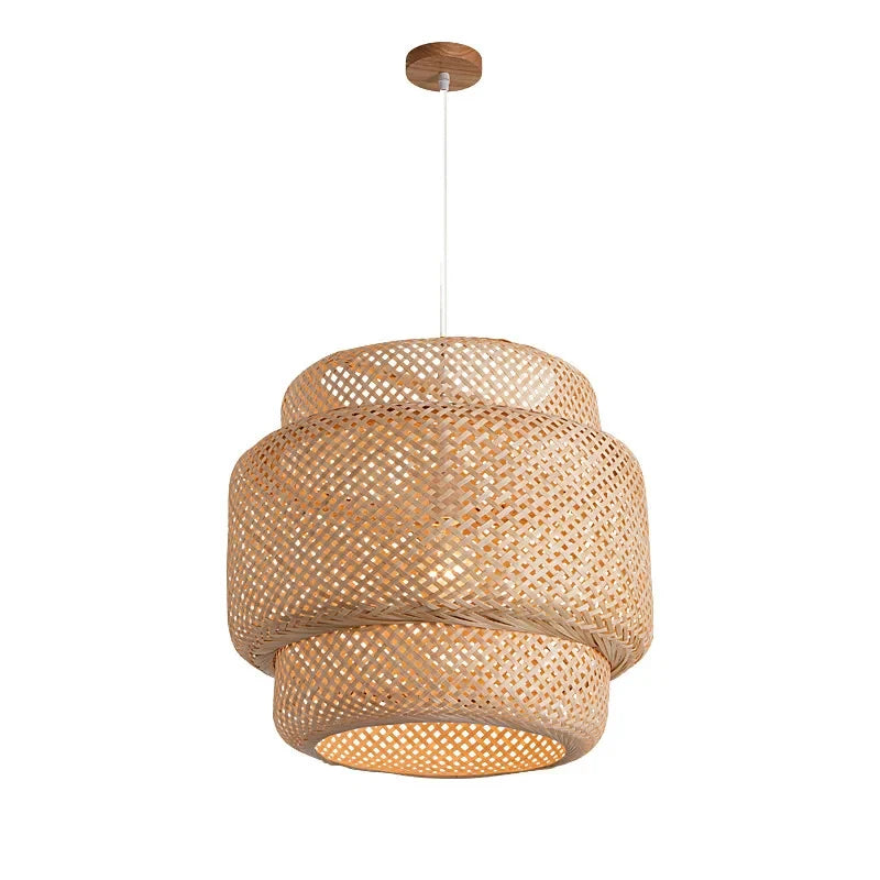 Handwoven Bamboo Pendant Light for Organic Dining Room and Bedroom Decor