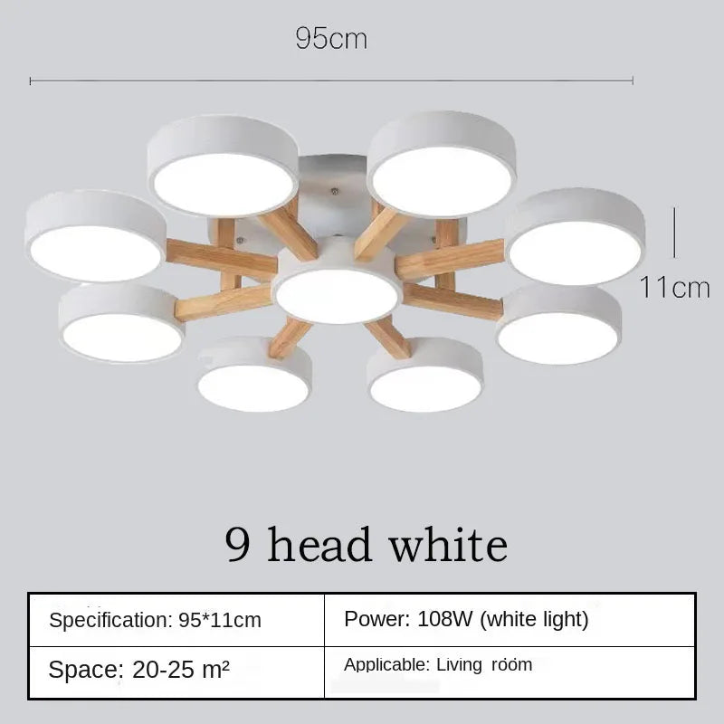 Modern Wooden LED Ceiling Chandelier for Dining Rooms and Contemporary Living Spaces
