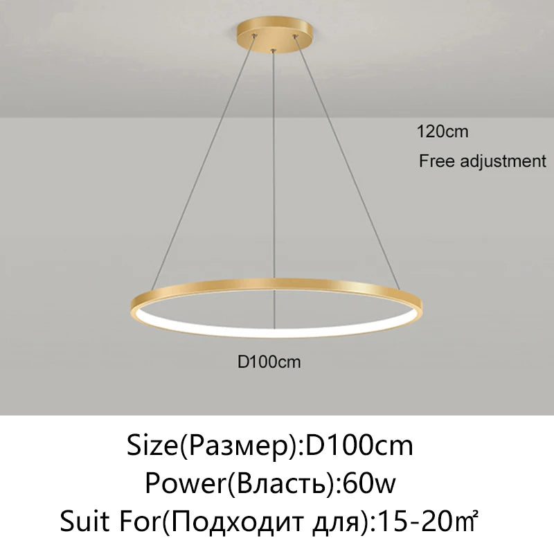 Minimalist Round LED Pendant Light for Modern Living Rooms and Restaurants