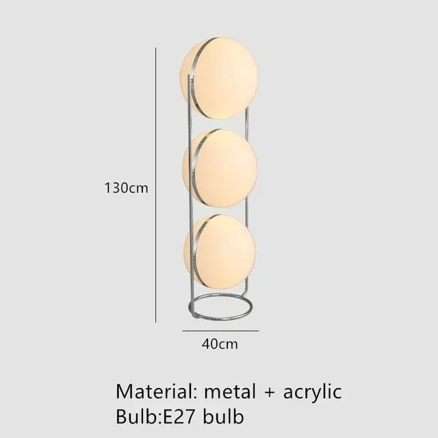 Modern Chrome and Acrylic Globe Floor Lamp for Hotel and Living Rooms