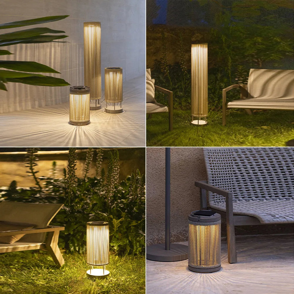 Nordic Rattan Solar Standing Lamp for Garden Balcony and Courtyard Decor