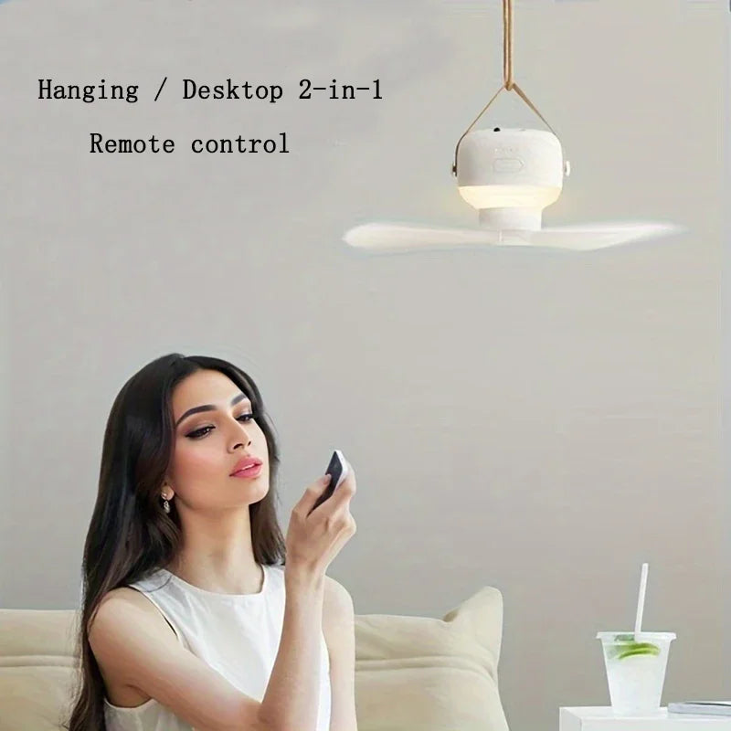 Portable Wireless Ceiling Fan Light with Remote for Home and Camping