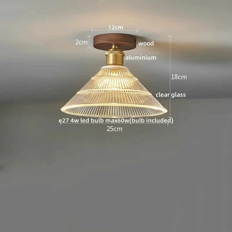 Modern Walnut and Copper LED Ceiling Light for Hallways and Living Rooms
