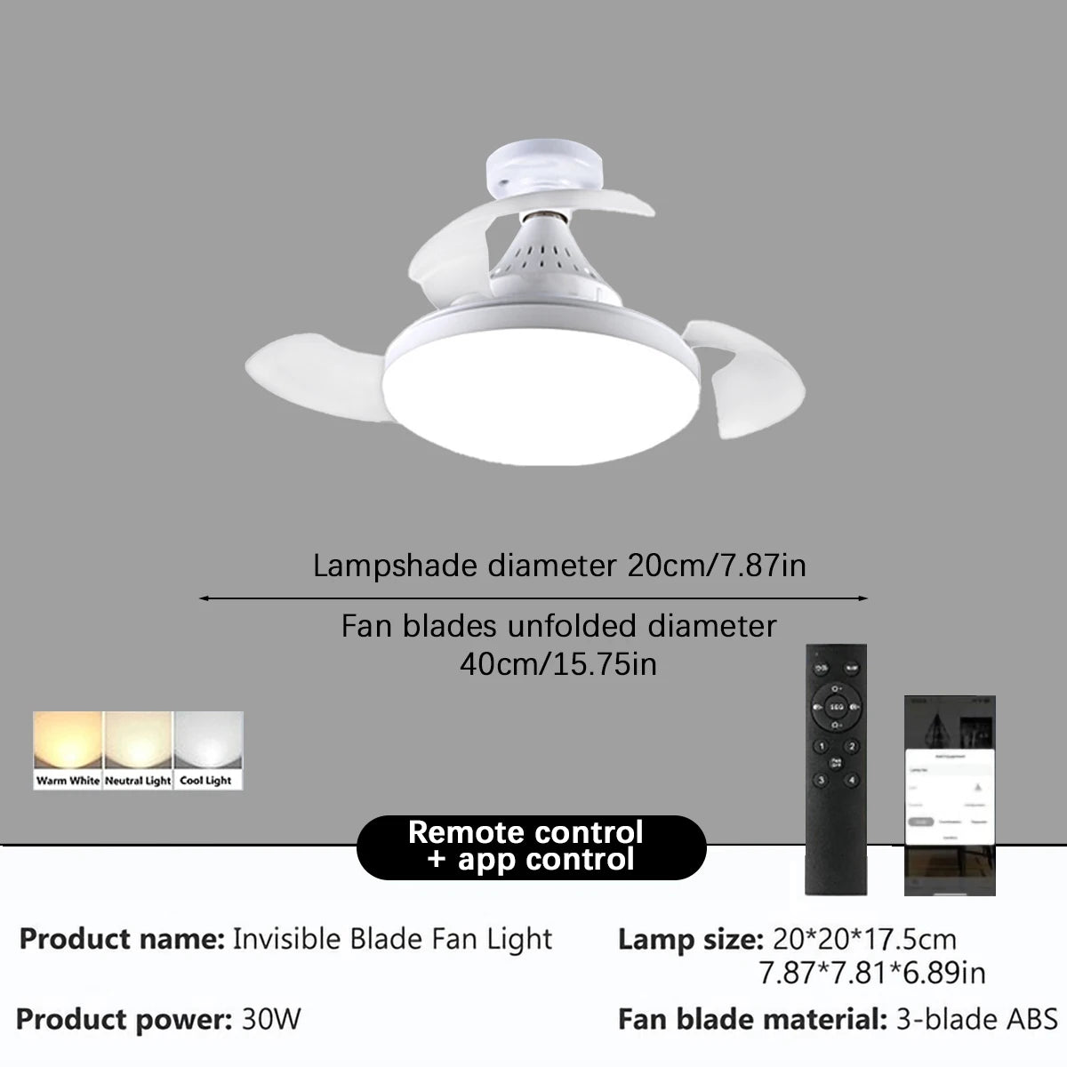Modern Smart LED Ceiling Fan with Remote and App Control for Living Rooms