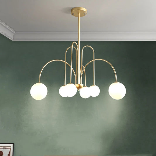 Nordic Glass Globe LED Chandelier for Modern Dining Rooms and Cafes