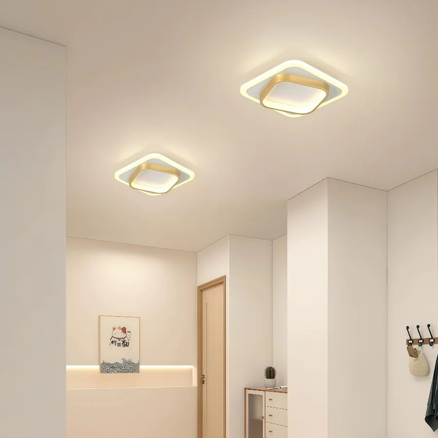 Modern Gold Metal LED Ceiling Light for Hallways and Staircases