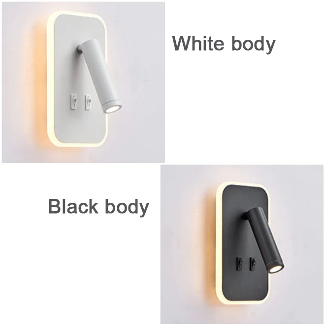 Adjustable Rotating LED Wall Spotlight for Hotel Reading and Bedside Lighting