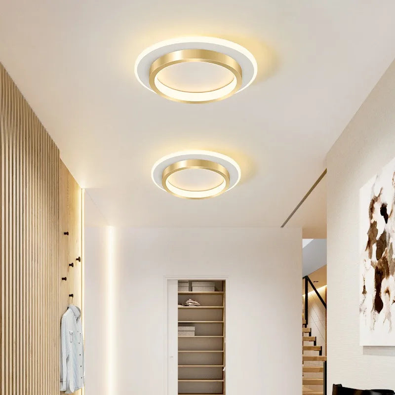 Modern Gold Metal LED Ceiling Light for Hallways and Staircases