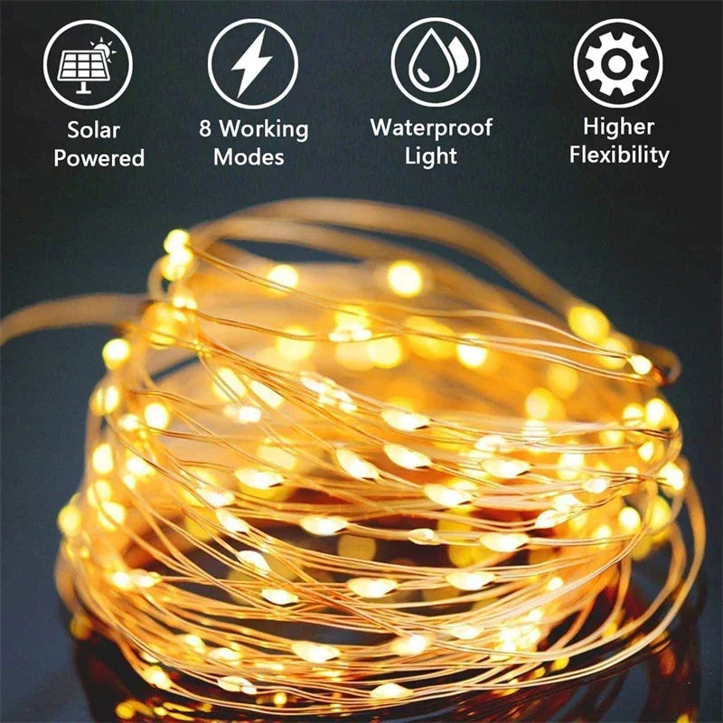 Waterproof LED Solar String Lights for Garden Patio and Wedding Decor