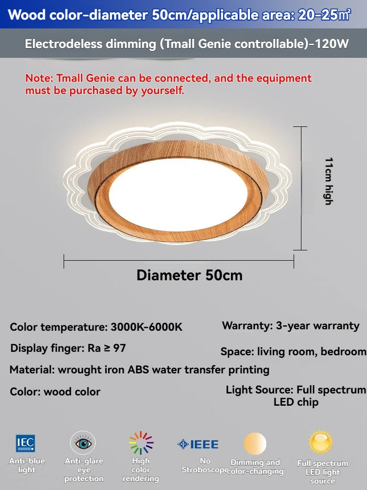 Modern Bladeless Ceiling Fan Light with Walnut Finish for Silent Cooling