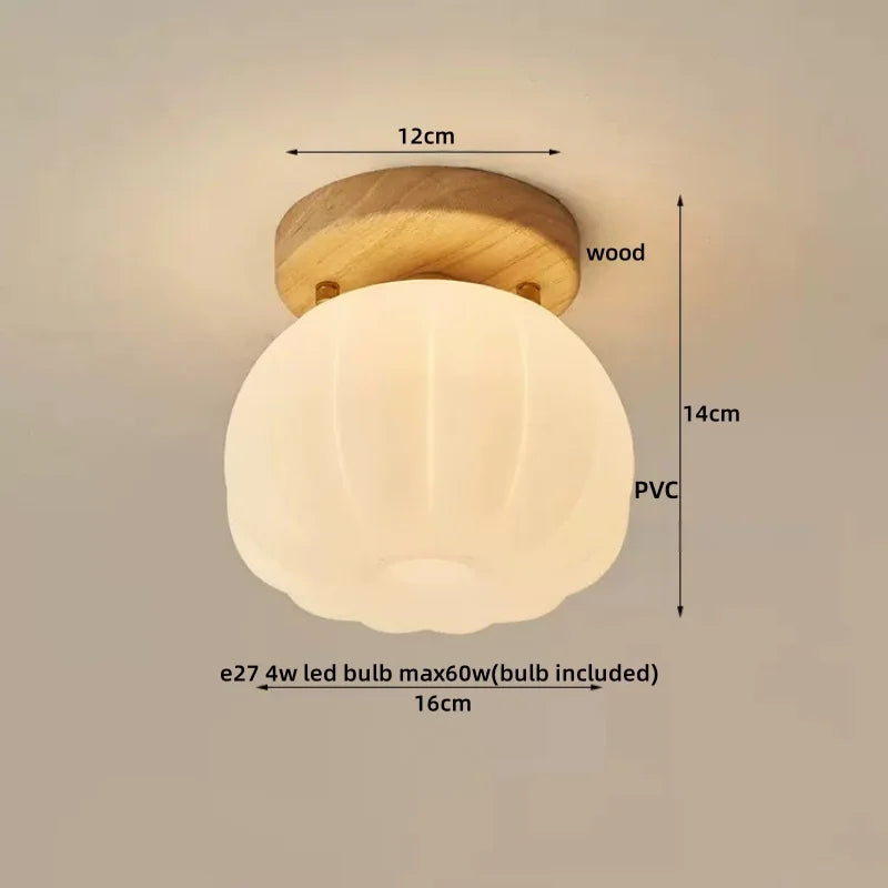 Modern Walnut and Copper LED Ceiling Light for Hallways and Living Rooms