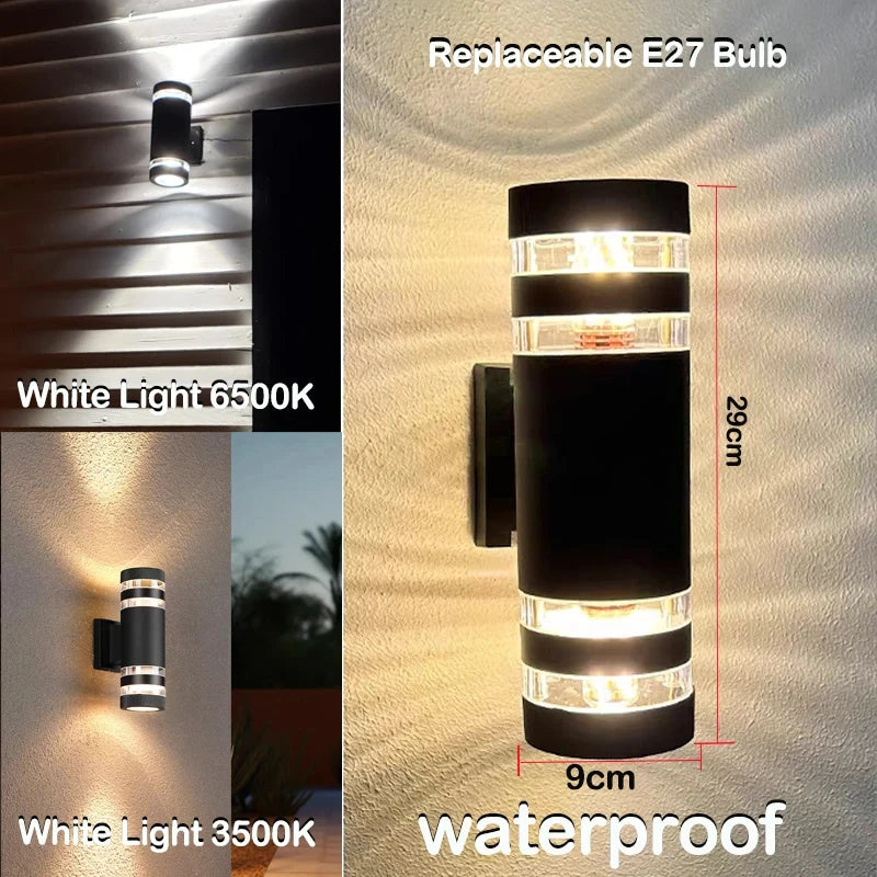 Modern Up and Down Outdoor Wall Sconce for Porch and Garden
