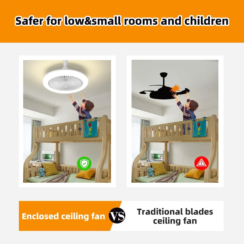 Modern Silent Ceiling Fan with Remote Control for Living Rooms