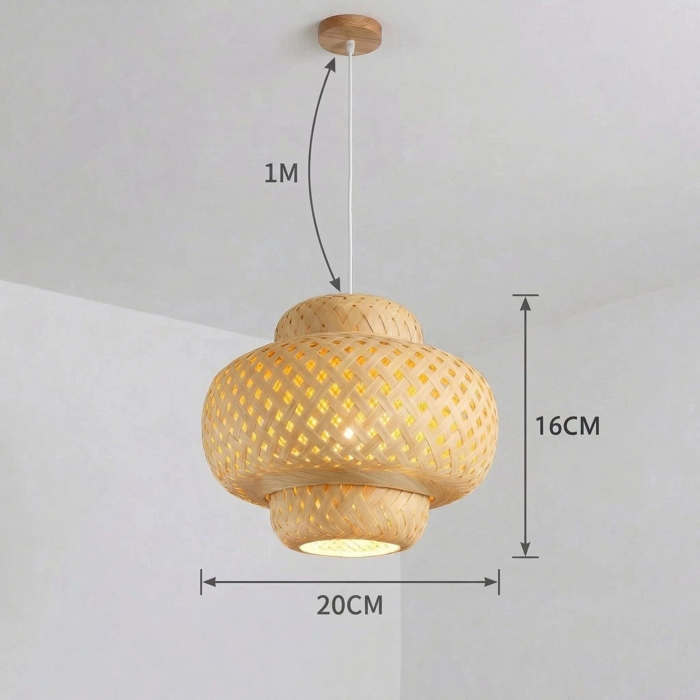 Handwoven Bamboo Pendant Light for Organic Dining Room and Bedroom Decor