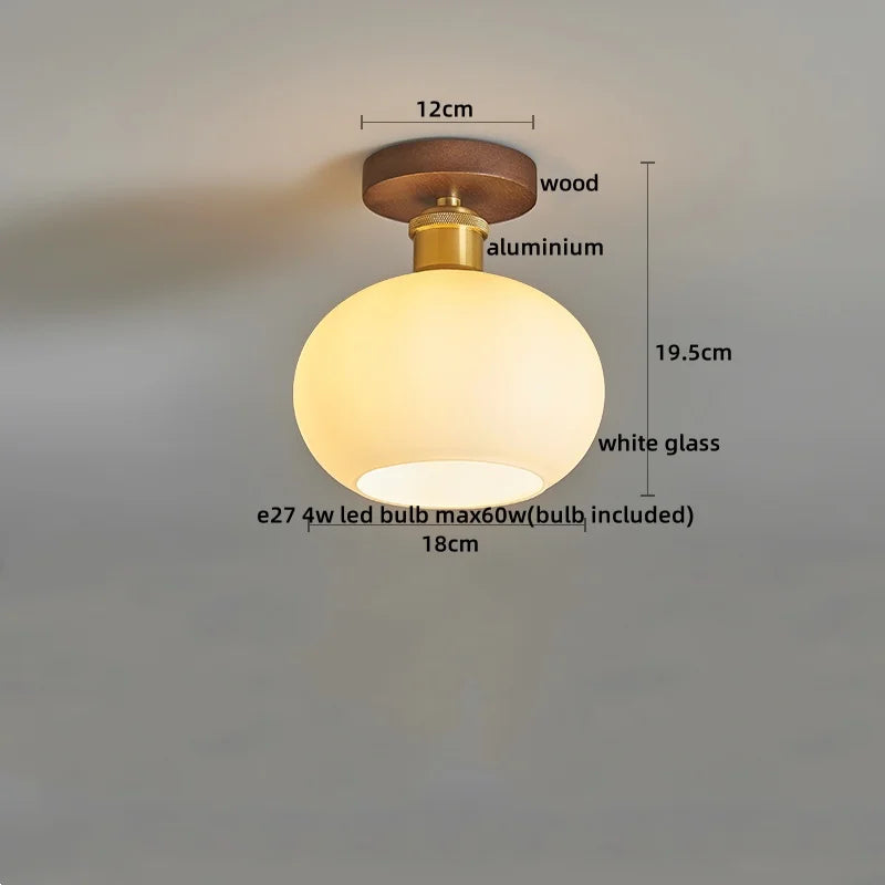 Modern Walnut and Copper LED Ceiling Light for Hallways and Living Rooms