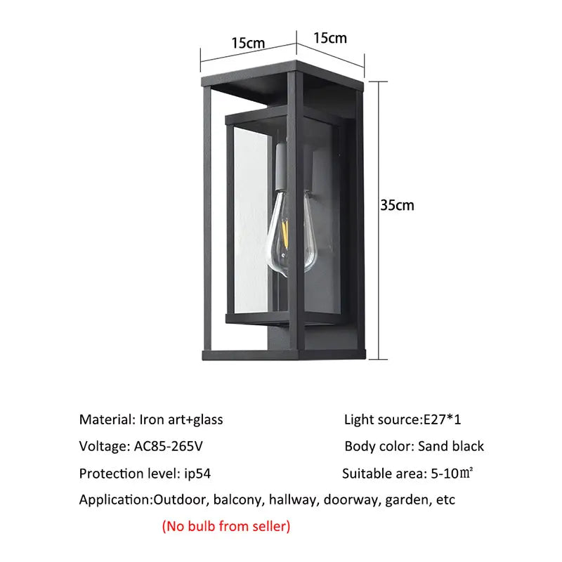 Industrial Glass Wall Lamp for Modern Outdoor Spaces and Patios