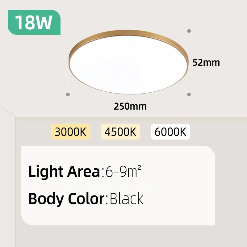 Ultra Thin LED Ceiling Light for Modern Living Rooms and Bedrooms