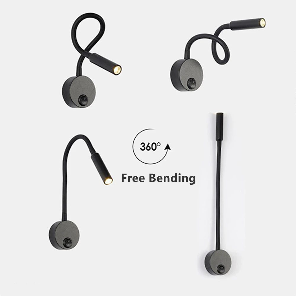 Flexible LED Gooseneck Wall Lamp for Hotel Reading and Bedside Lighting