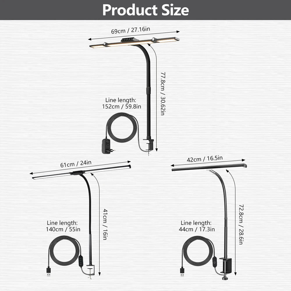 Double Head LED Desk Lamp with Adjustable Dimming for Modern Offices