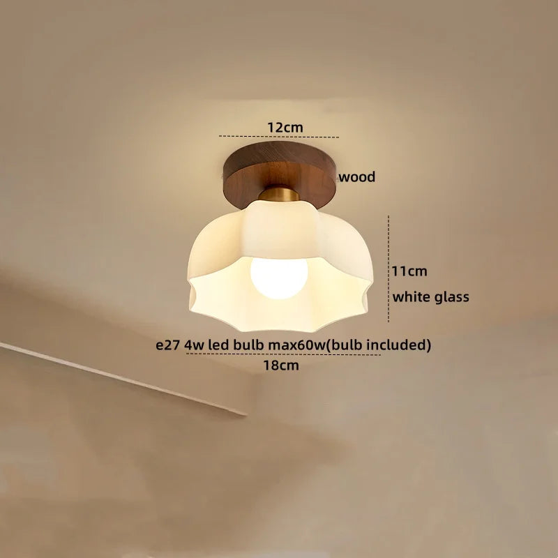 Modern Walnut and Copper LED Ceiling Light for Hallways and Living Rooms
