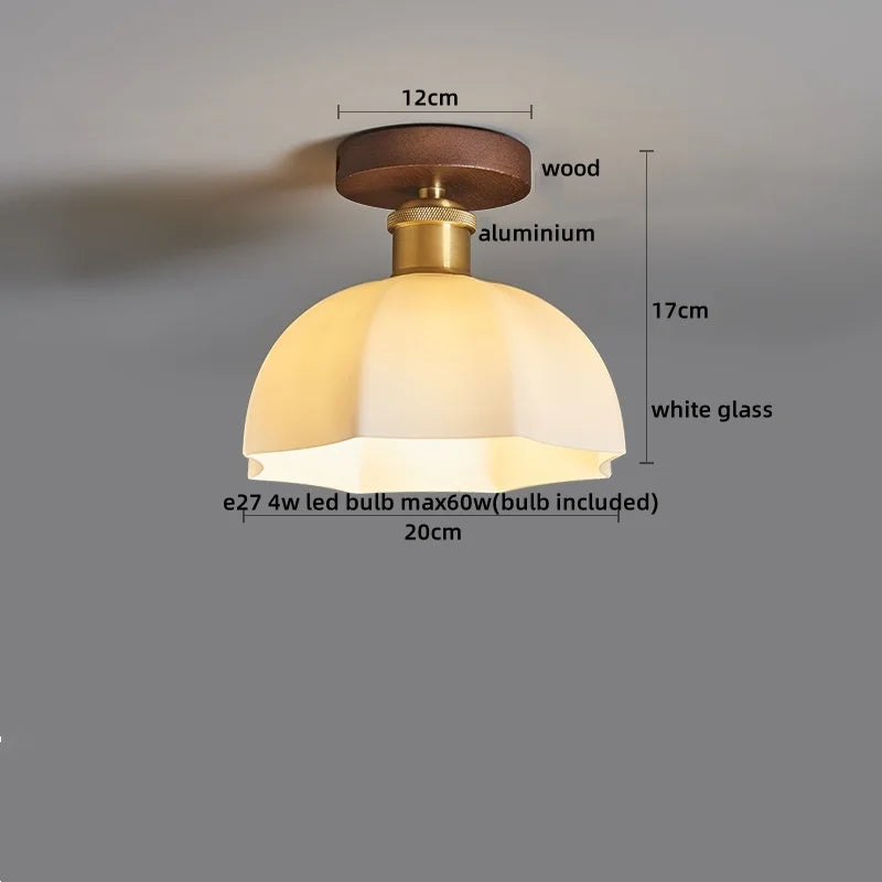 Modern Walnut and Copper LED Ceiling Light for Hallways and Living Rooms