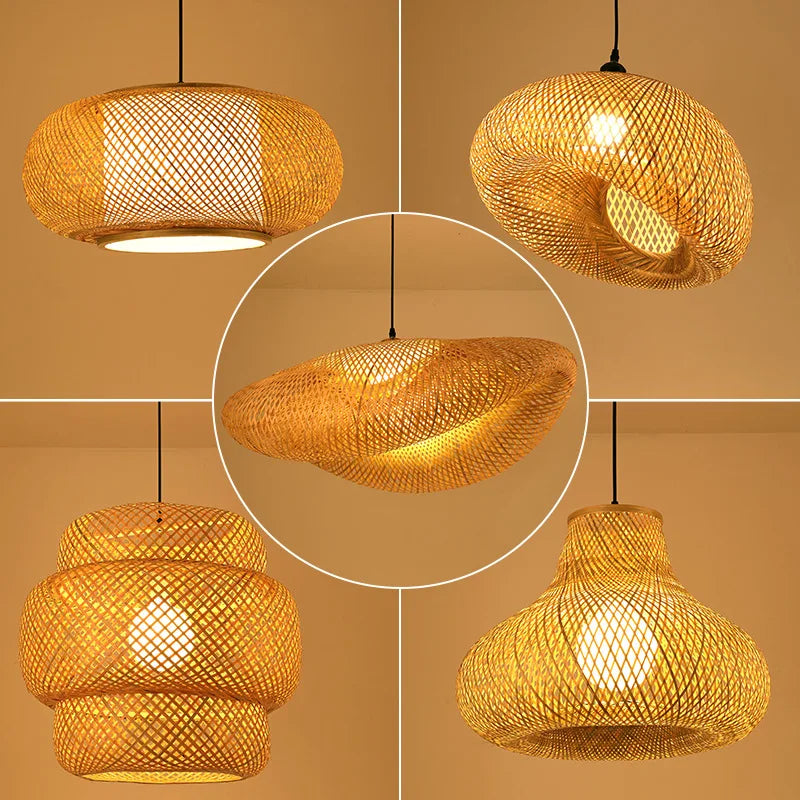 Handmade Rattan Bamboo Pendant Light for Rustic Cafes and Restaurants