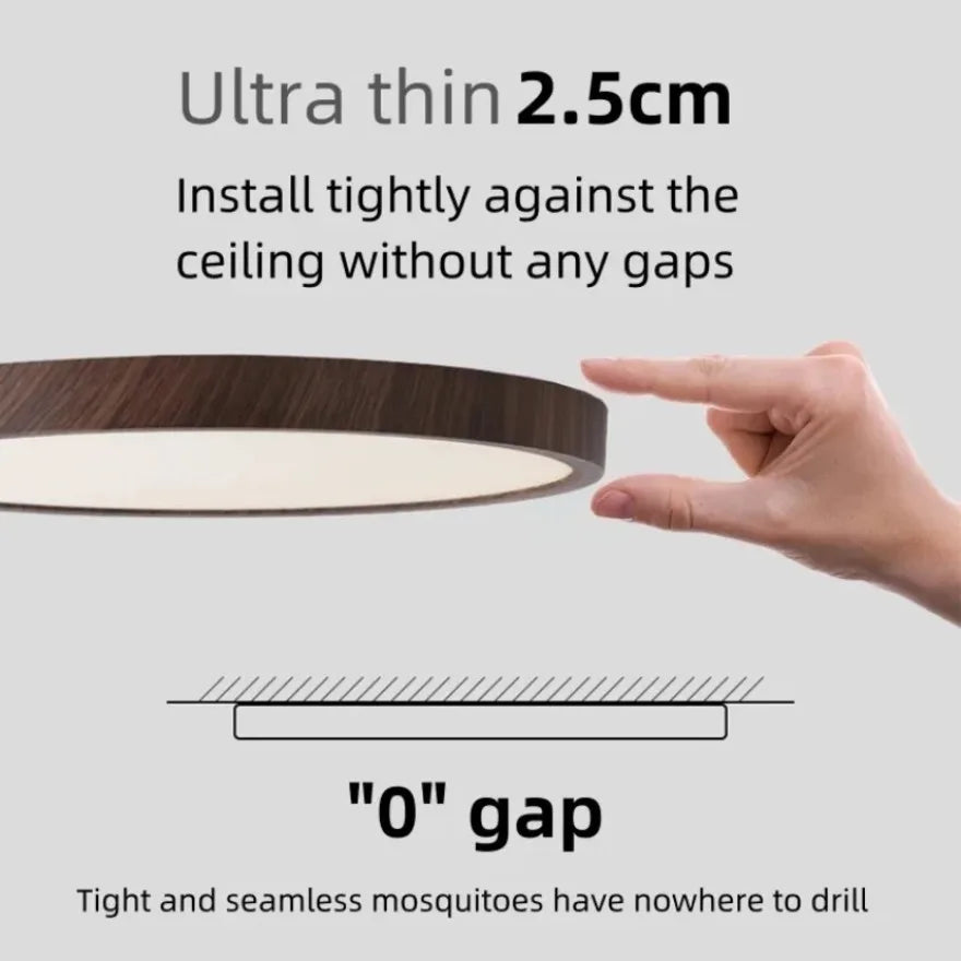 Modern Circular Wood Grain LED Ceiling Light for Living and Dining Rooms