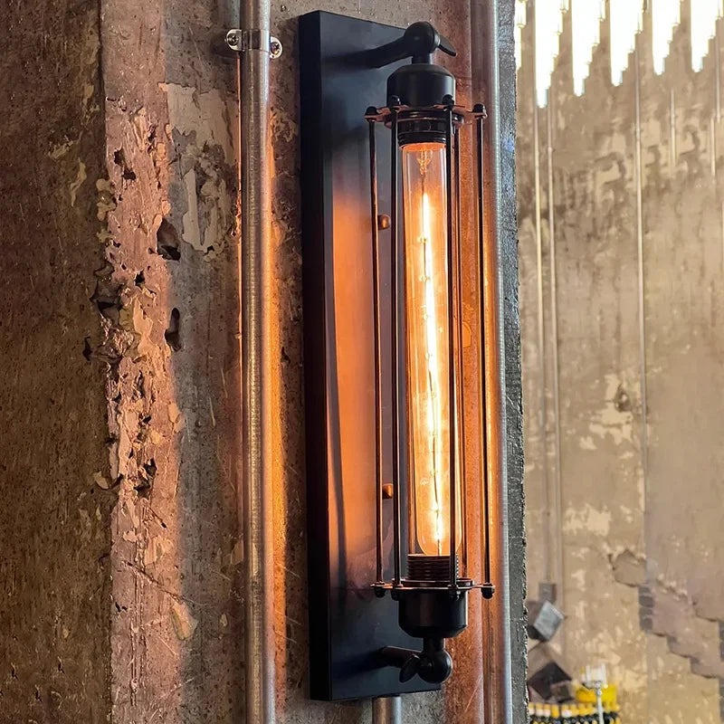 Rustic Industrial Iron Wall Sconce for Restaurants and Lofts