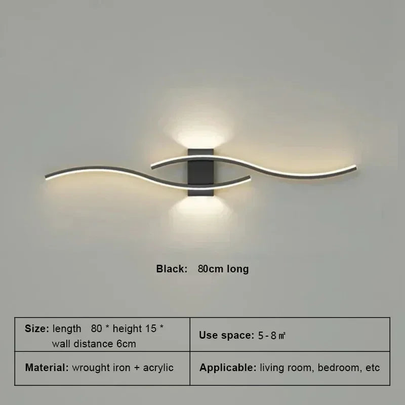 Modern LED Long Strip Wall Sconce for Living Rooms and Restaurants