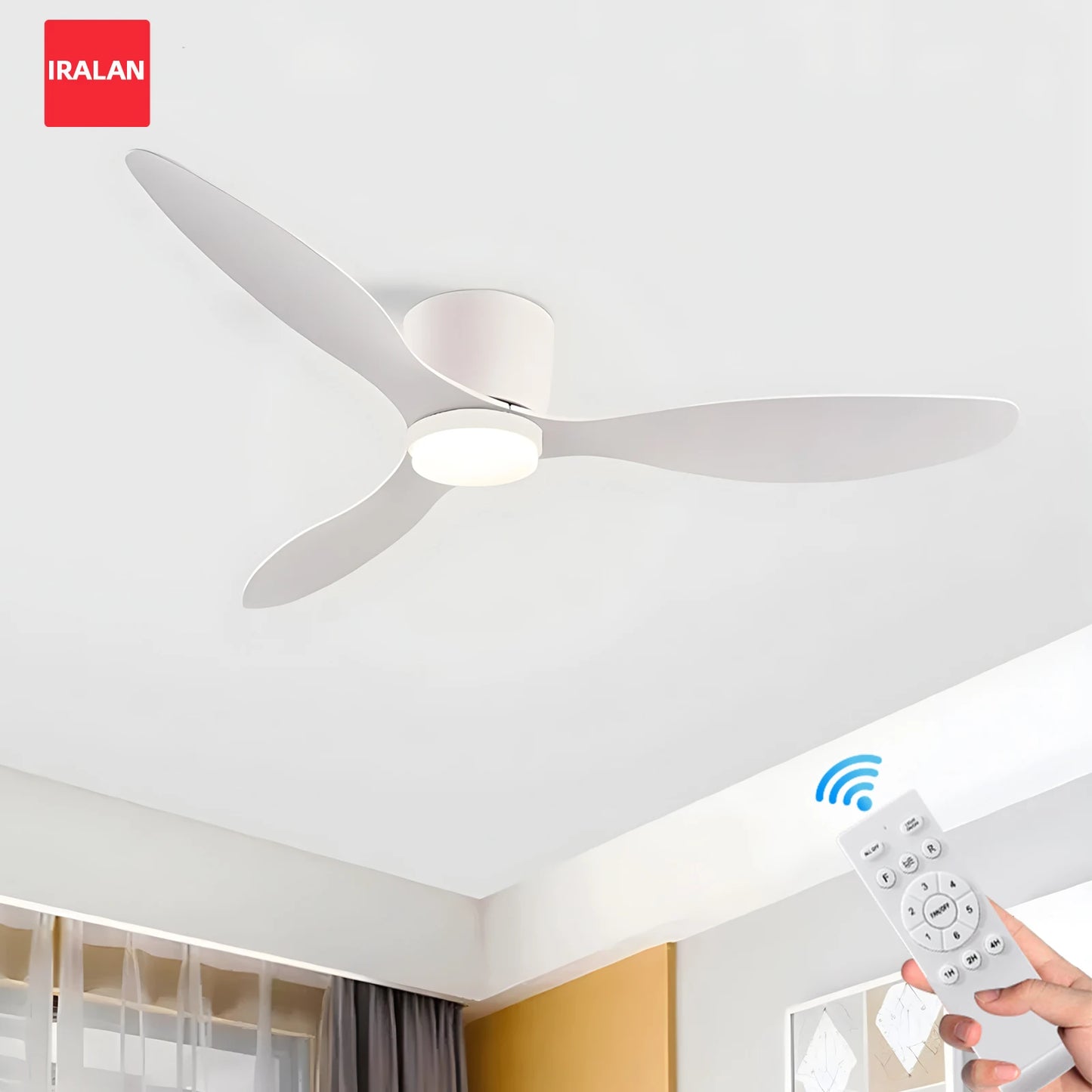 Modern Ceiling Fan with Integrated LED Light and Remote Control