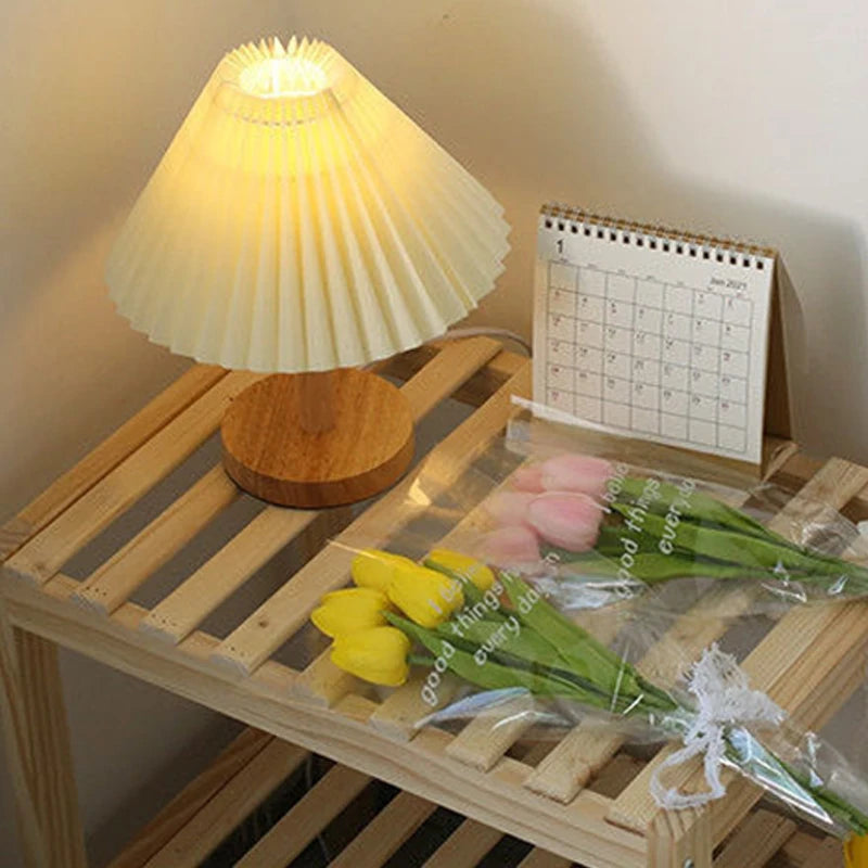 Nordic Pleated Table Lamp for Modern Bedroom and Cafe Ambiance