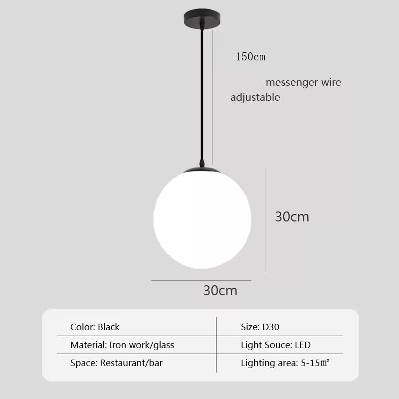 Nordic Glass Globe Pendant Light in Brass for Modern Dining Rooms