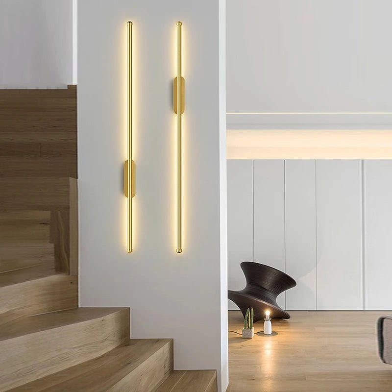 Modern LED Wall Sconce in Gold and Black for Sophisticated Hallways