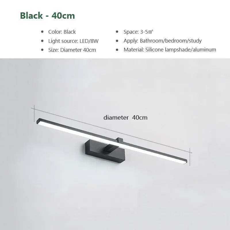 Modern Waterproof LED Vanity Wall Light for Bathroom and Makeup Areas
