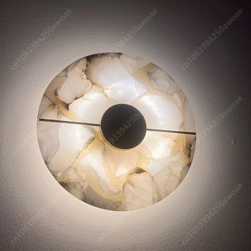 Modern Marble and Copper Wall Sconce for Bedroom and Living Room