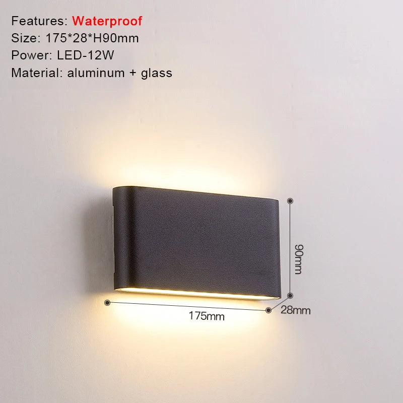 Modern Aluminum Waterproof LED Wall Sconce for Outdoor Patios and Gardens