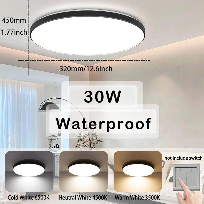 Modern Waterproof LED Ceiling Light for Bathrooms Kitchens and Hallways