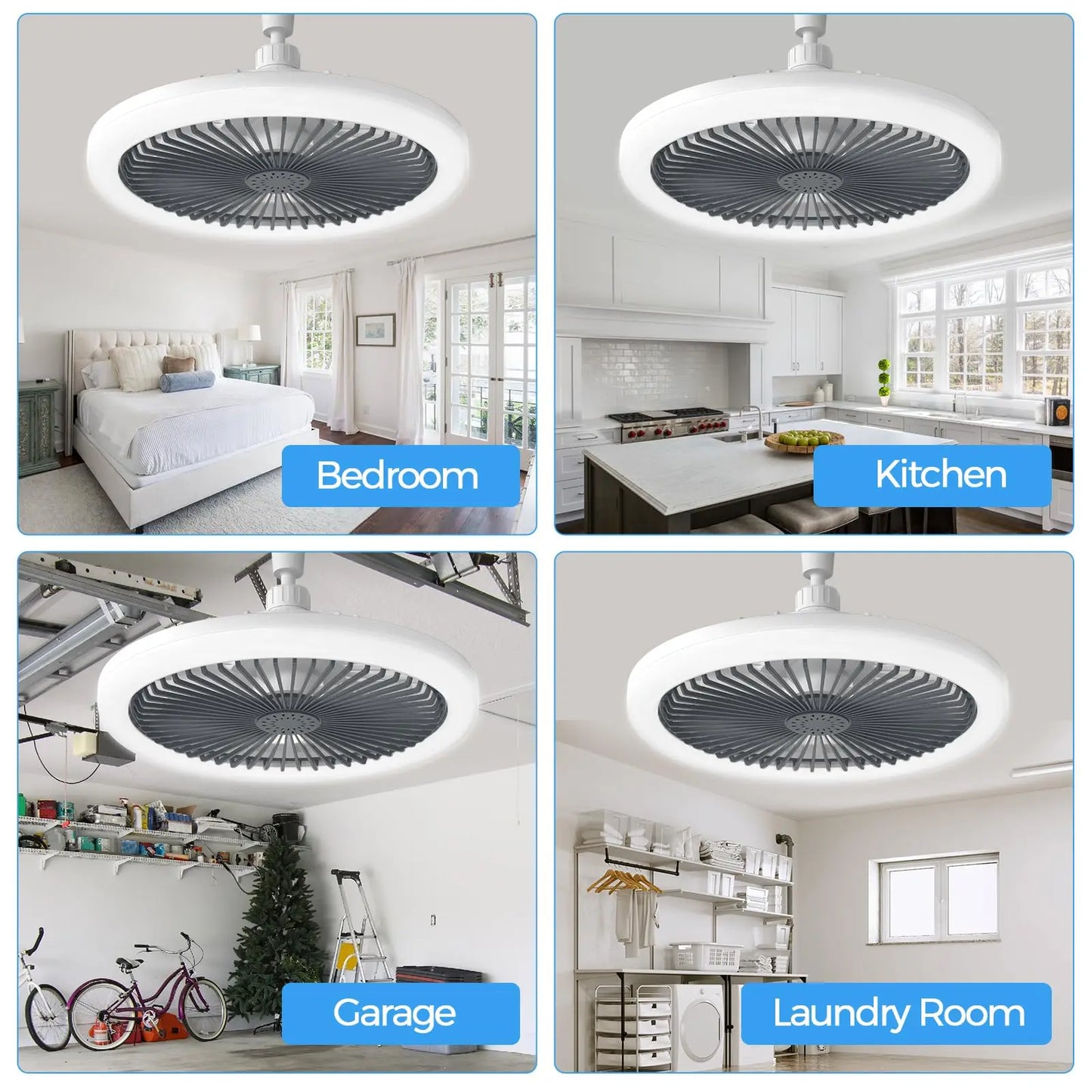Modern LED Ceiling Fan Light with Dimmable Settings for Bedrooms
