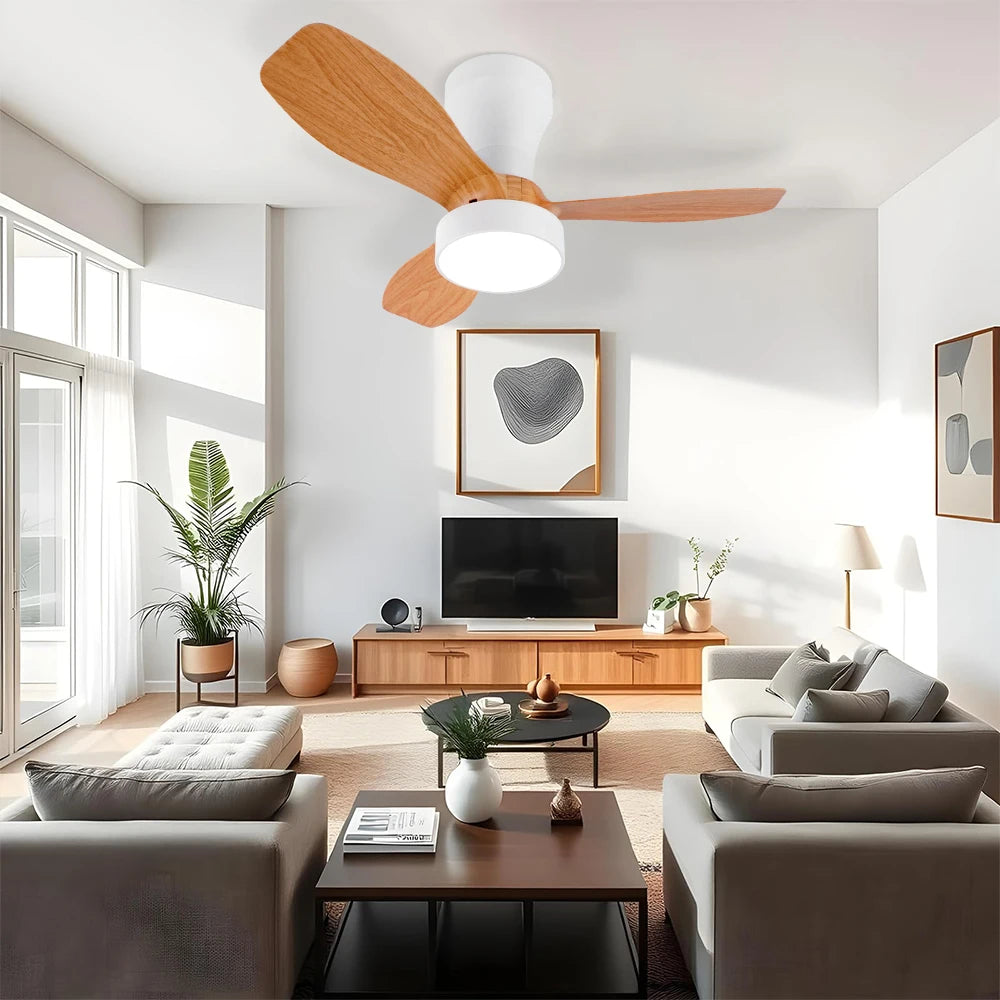 Modern LED Ceiling Fan with Remote for Living Rooms and Bedrooms
