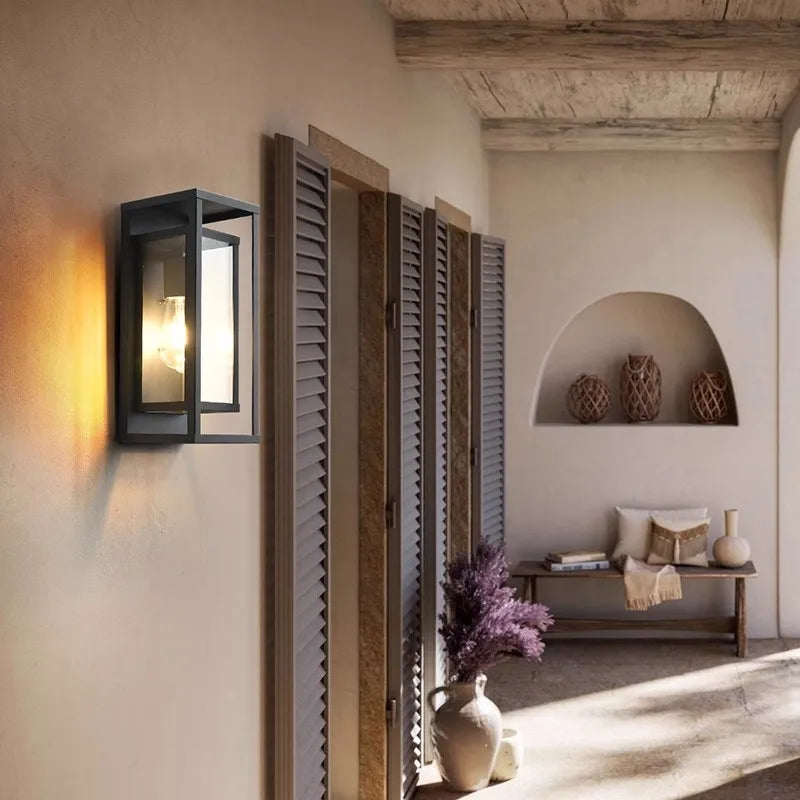 Industrial Glass Wall Lamp for Modern Outdoor Spaces and Patios
