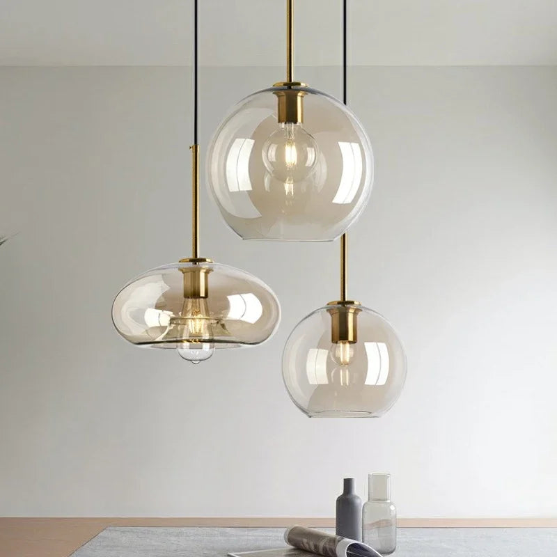 Nordic Glass Pendant Chandelier for Modern Dining Rooms and Cafes