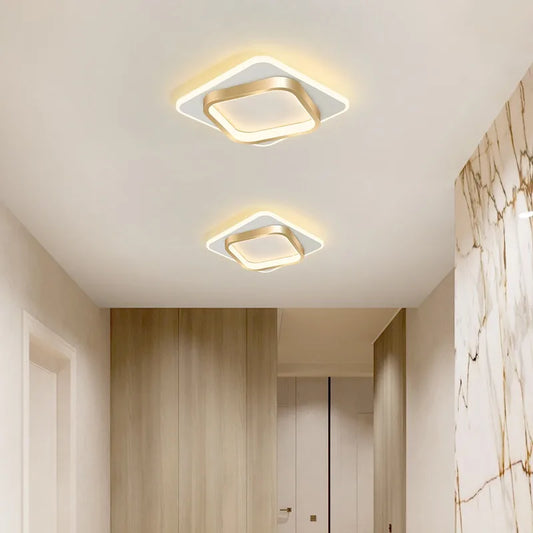 Modern Gold Metal LED Ceiling Light for Hallways and Staircases