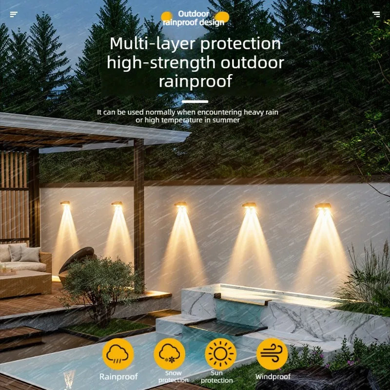 Solar LED Landscape Wall Light for Garden Pathways and Outdoor Decks