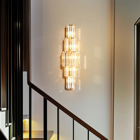 Modern Three-Layer Crystal Wall Sconce for Elegant Home and Hotel Interiors