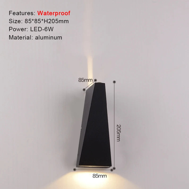 Modern Aluminum Waterproof LED Wall Sconce for Outdoor Patios and Gardens